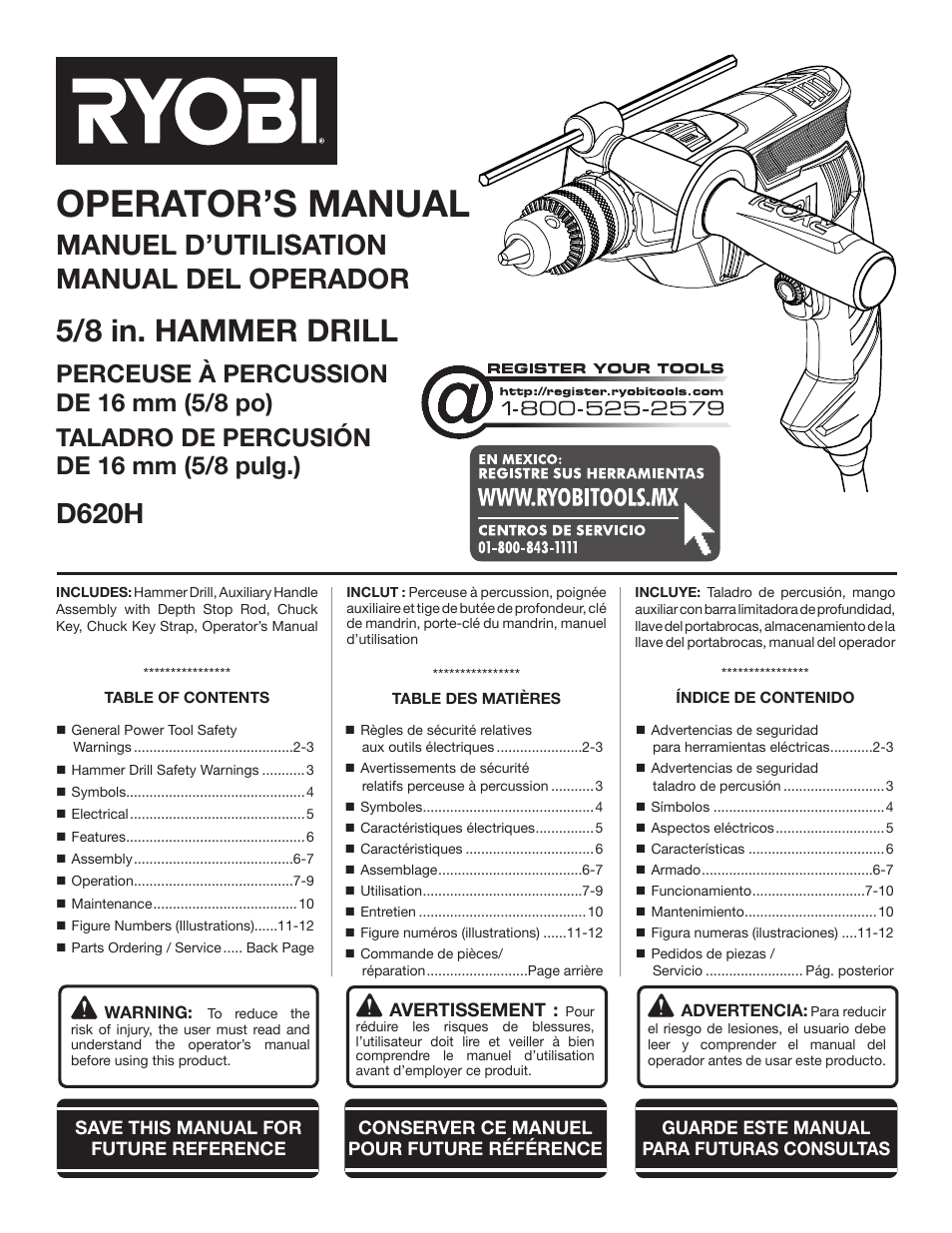 Ryobi D620H User Manual | 32 pages