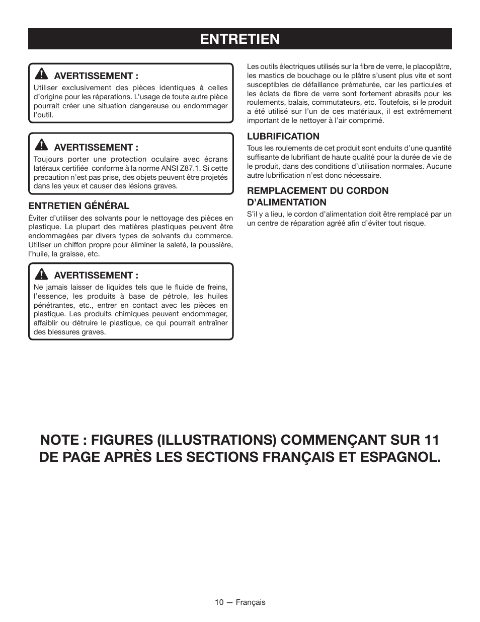 Entretien | Ryobi D620H User Manual | Page 19 / 32