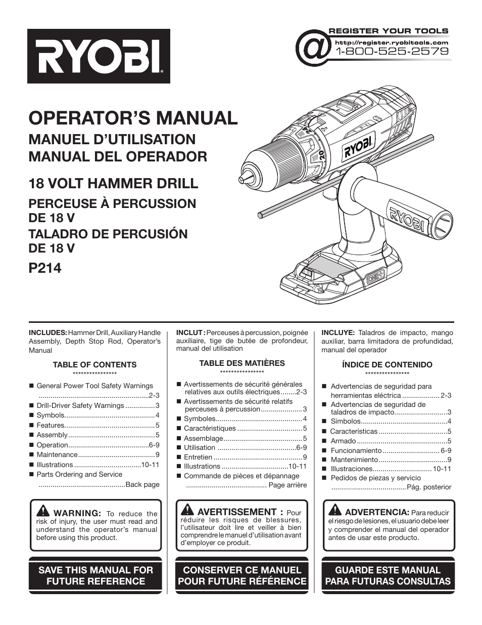 Ryobi P214 User Manual | 28 pages