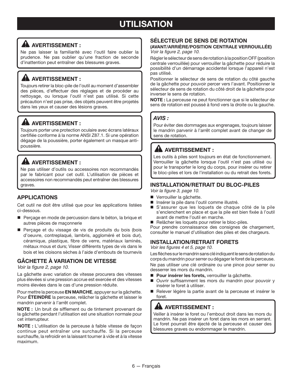 Utilisation | Ryobi P214 User Manual | Page 14 / 28