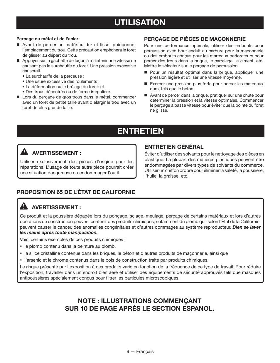 Utilisation, Entretien | Ryobi P214 User Manual | Page 17 / 28