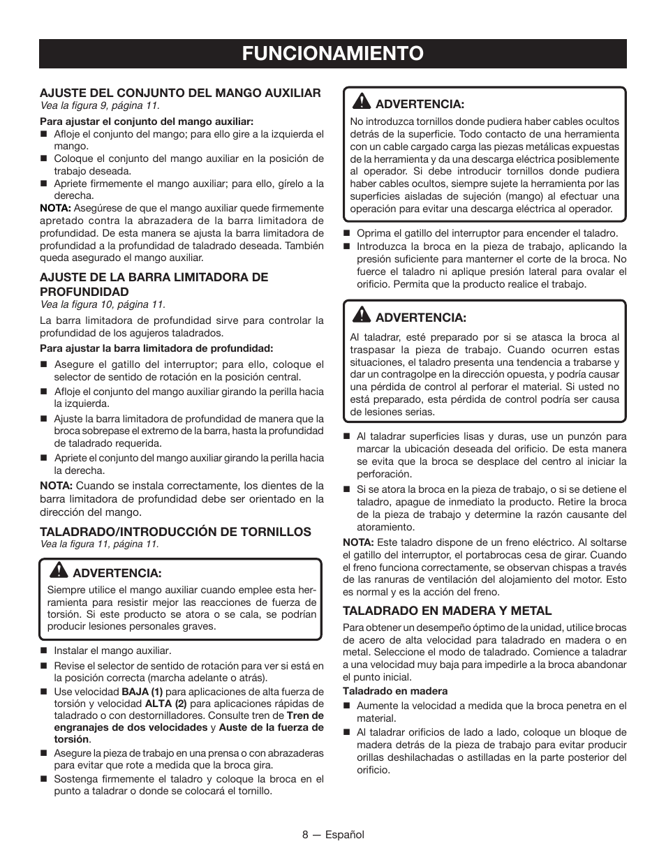 Funcionamiento | Ryobi P214 User Manual | Page 24 / 28