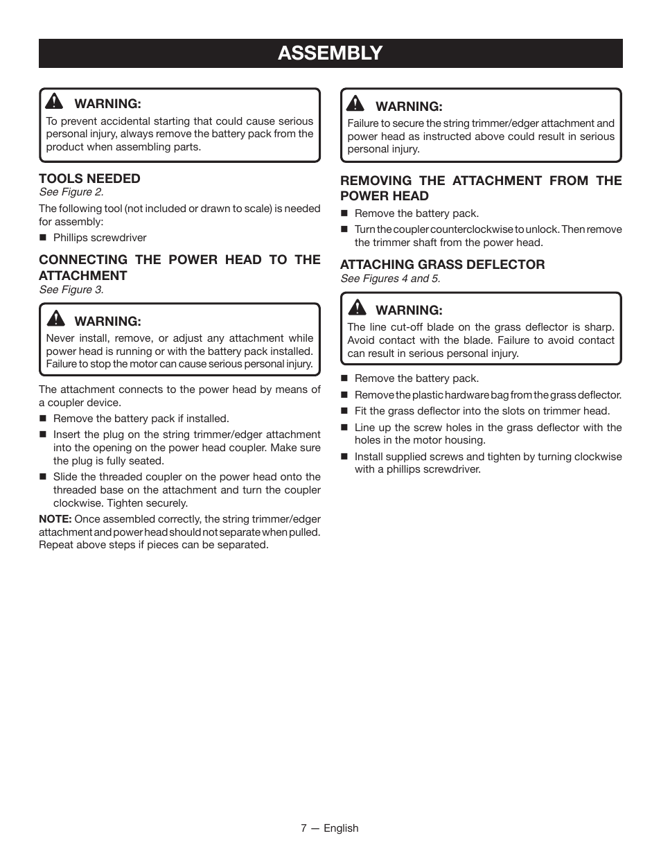 Assembly | Ryobi RY40020 User Manual | Page 9 / 38