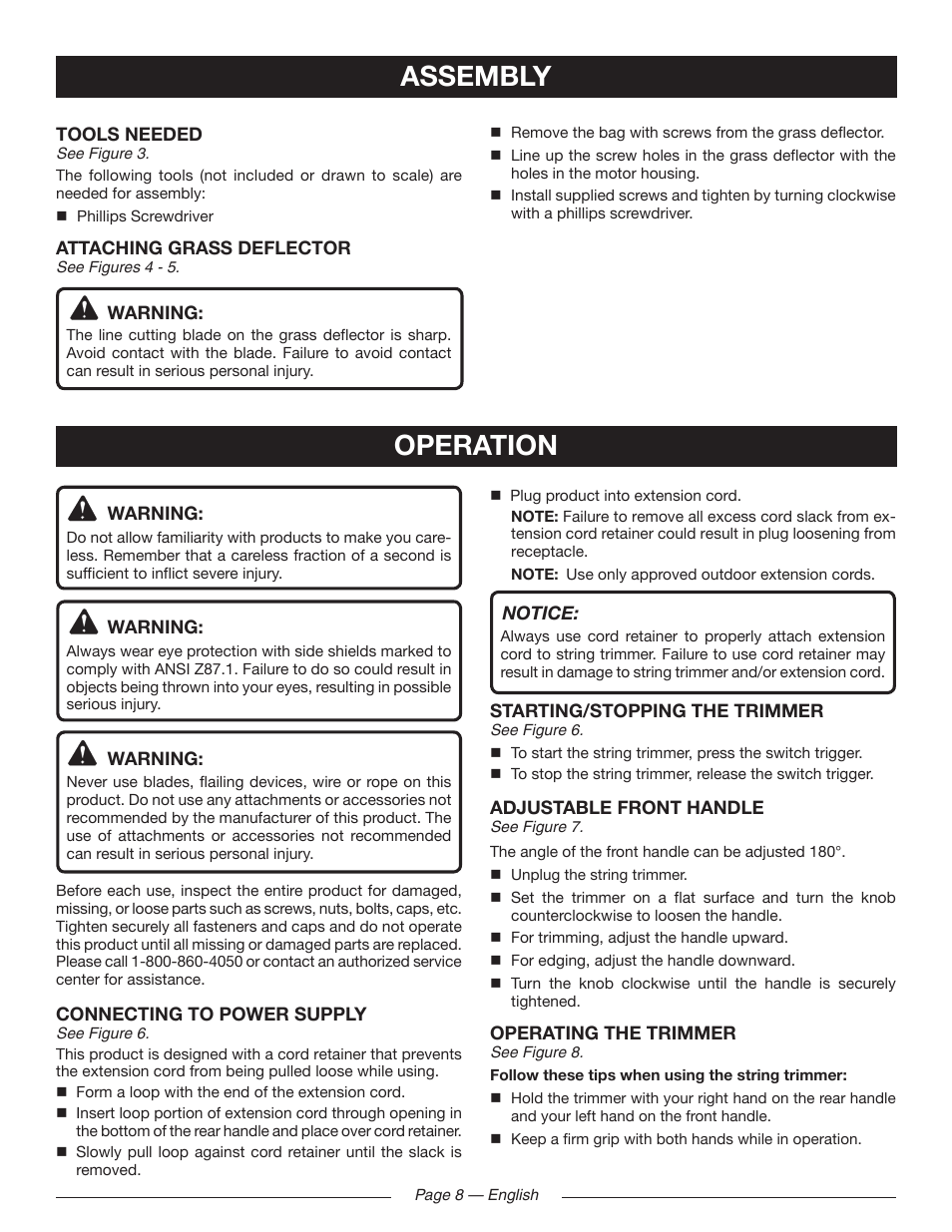 Operation assembly | Ryobi RY41141 User Manual | Page 12 / 36