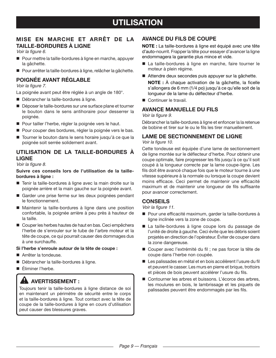 Utilisation | Ryobi RY41141 User Manual | Page 22 / 36