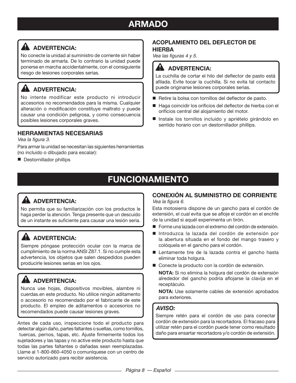 Armado funcionamiento | Ryobi RY41141 User Manual | Page 31 / 36