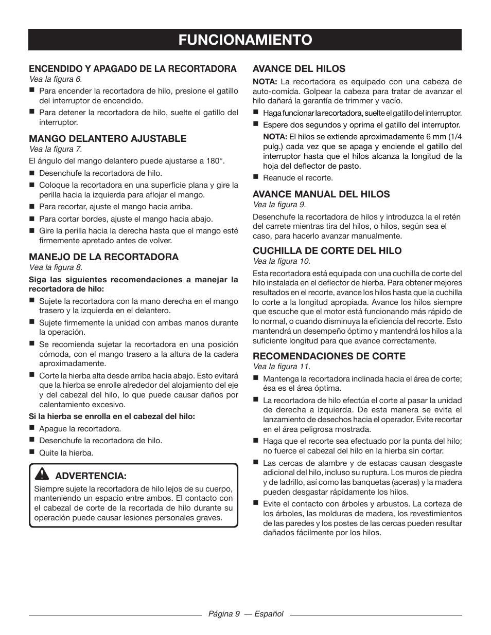 Funcionamiento | Ryobi RY41141 User Manual | Page 32 / 36
