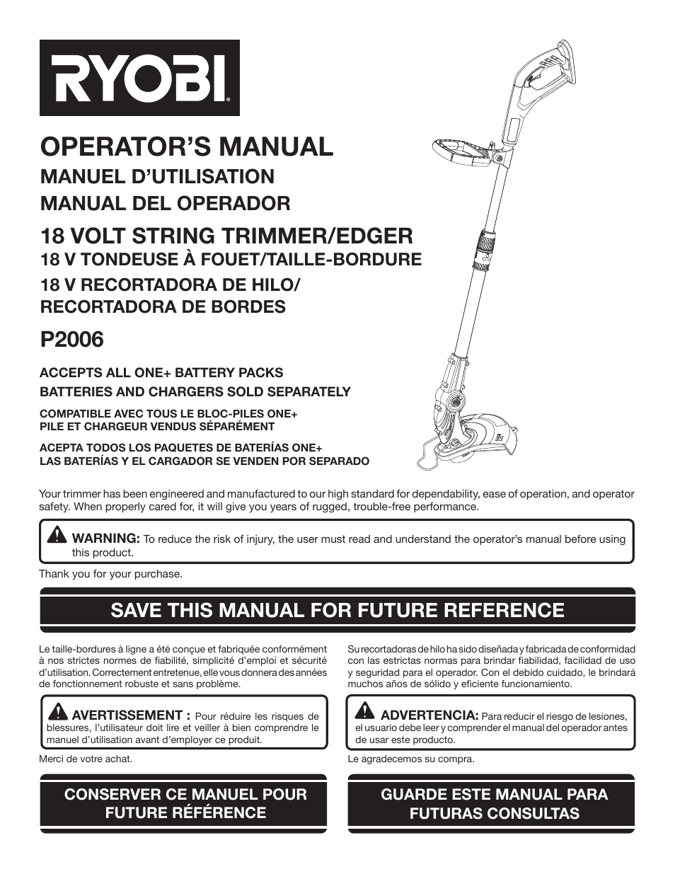 Ryobi P2006 User Manual | 38 pages