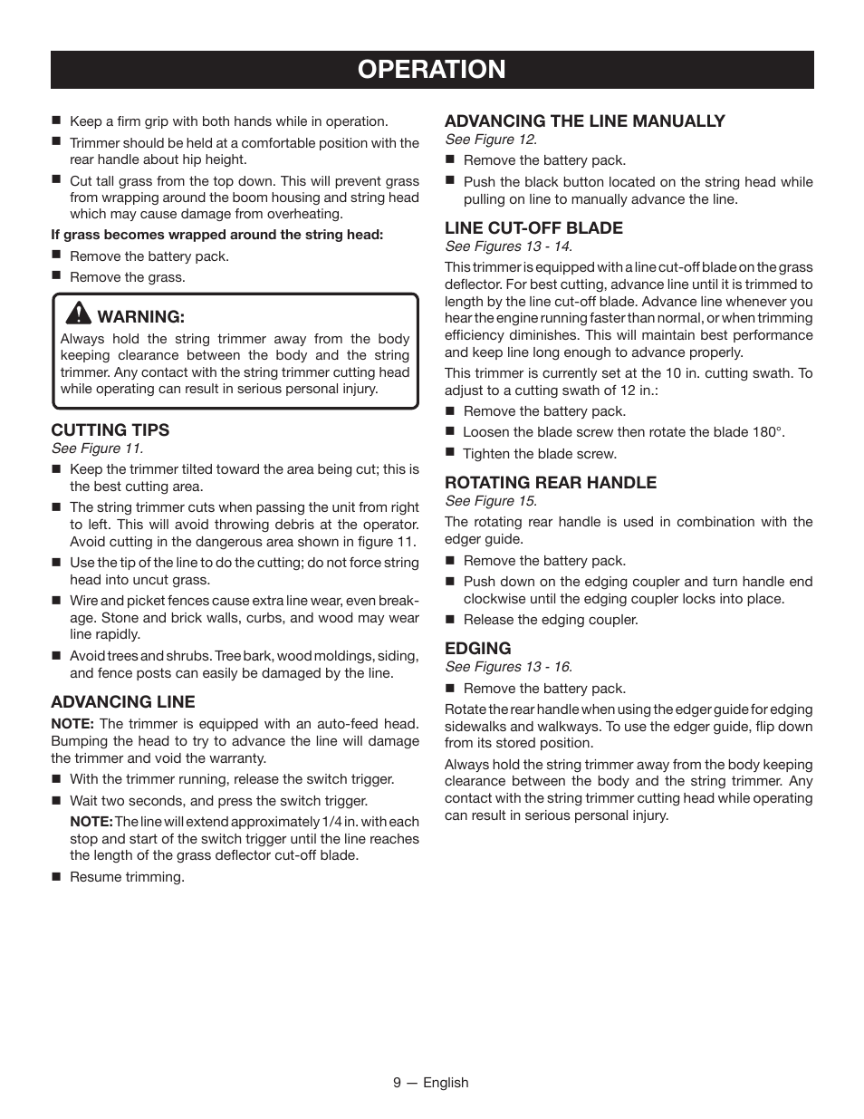 Operation | Ryobi P2006 User Manual | Page 11 / 38