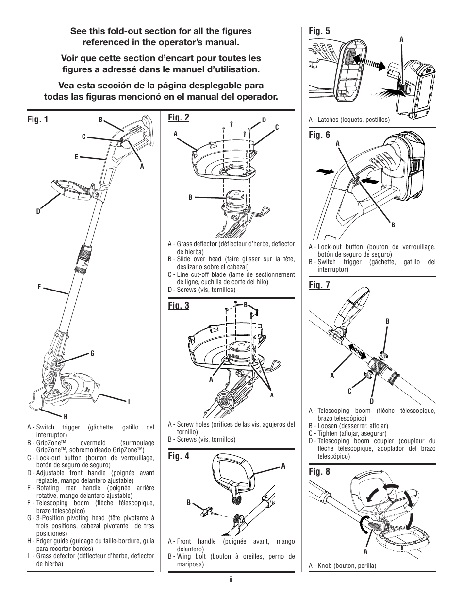 Fig. 2, Fig. 6, Fig. 3 | Fig. 5, Fig. 7, Fig. 8, Fig. 4 | Ryobi P2006 User Manual | Page 2 / 38