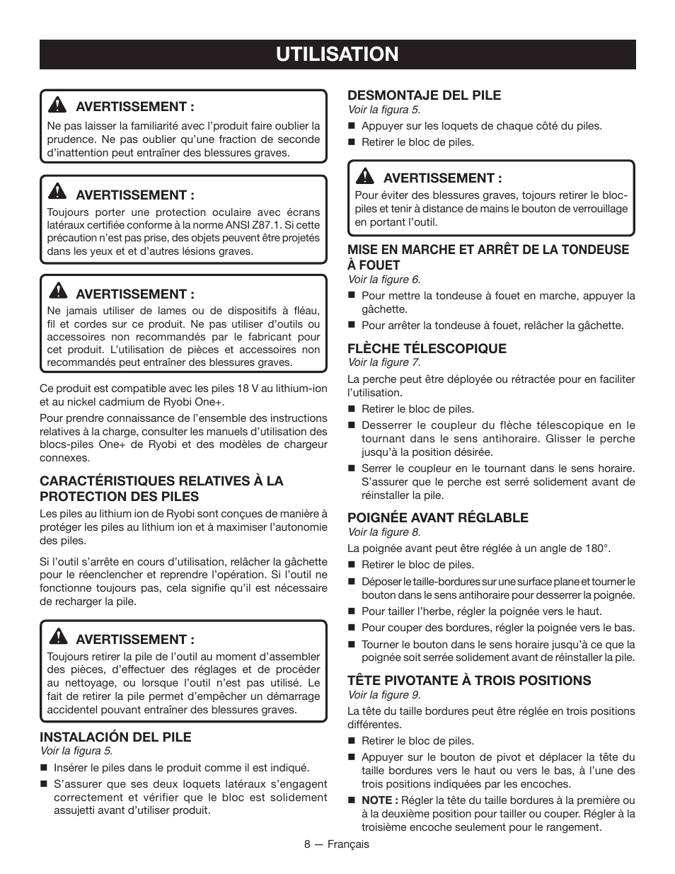 Utilisation | Ryobi P2006 User Manual | Page 21 / 38
