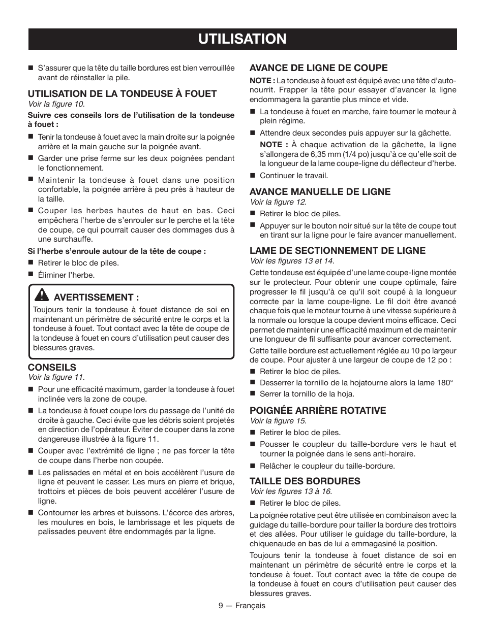 Utilisation | Ryobi P2006 User Manual | Page 22 / 38