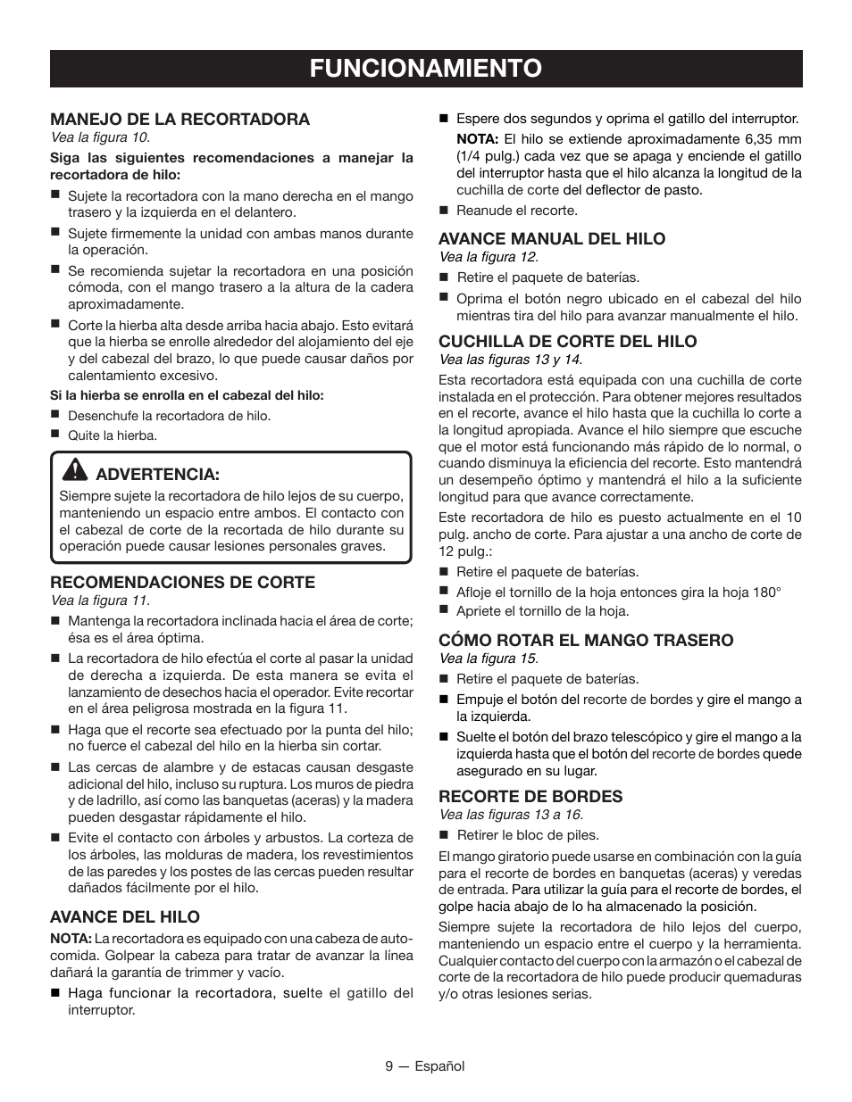 Funcionamiento | Ryobi P2006 User Manual | Page 33 / 38