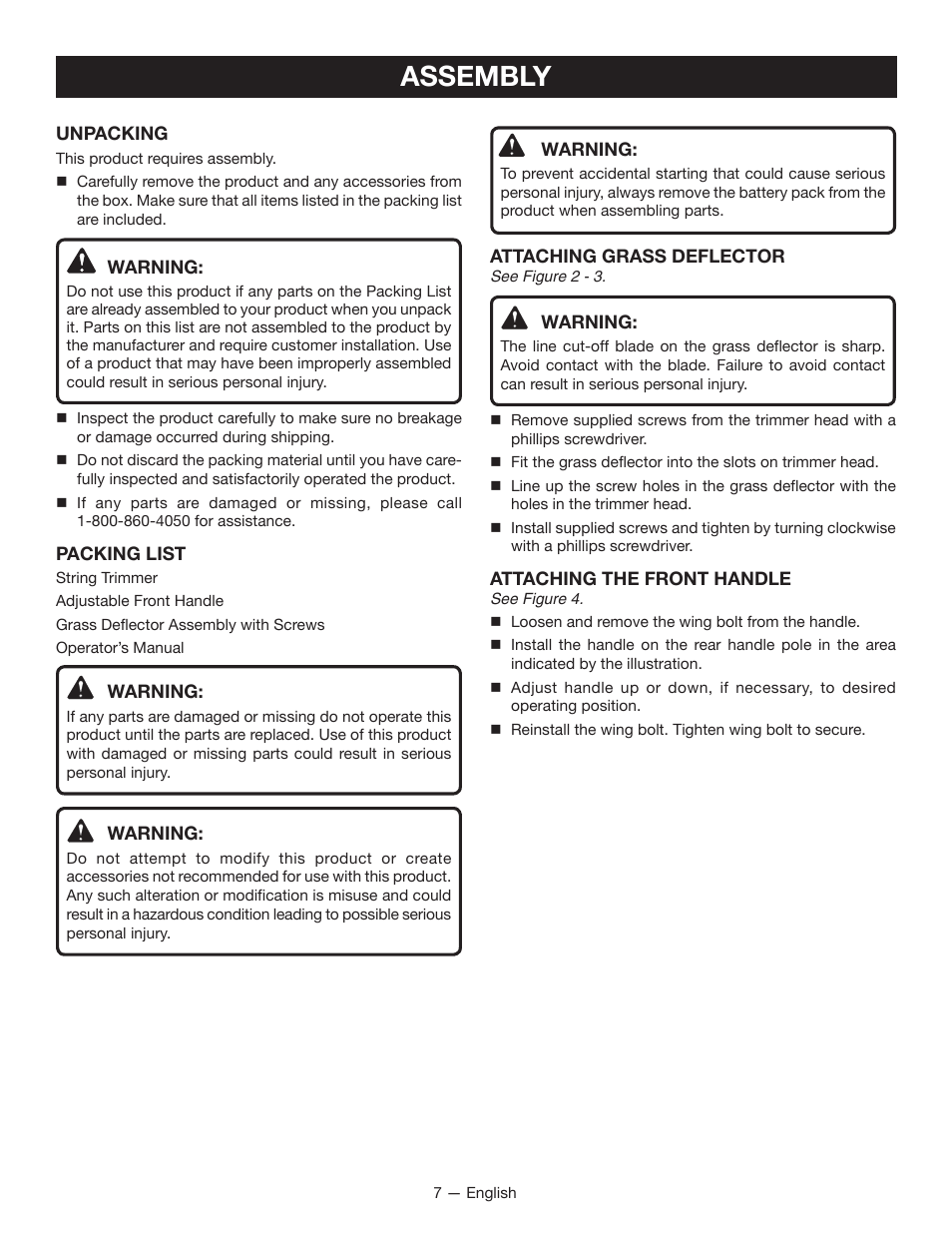 Assembly | Ryobi P2006 User Manual | Page 9 / 38