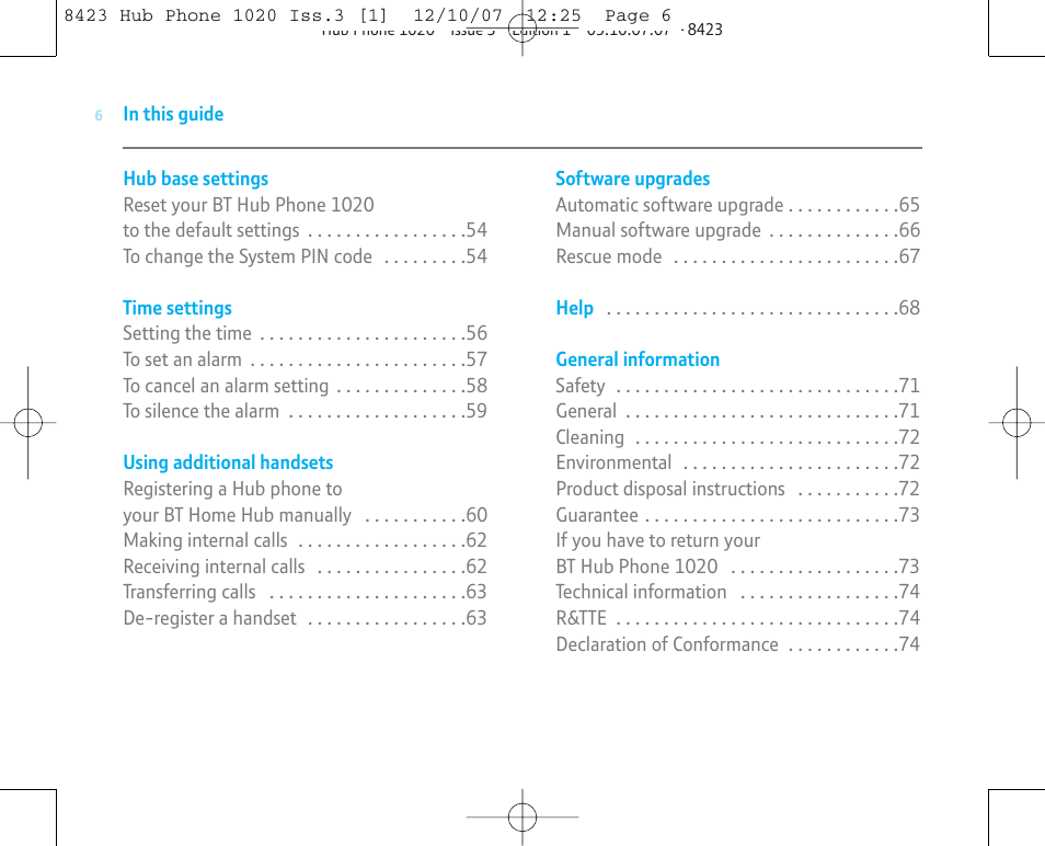 BT 1020 User Manual | Page 6 / 76
