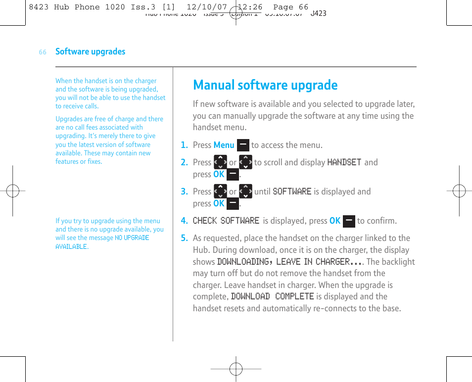 Manual software upgrade | BT 1020 User Manual | Page 66 / 76