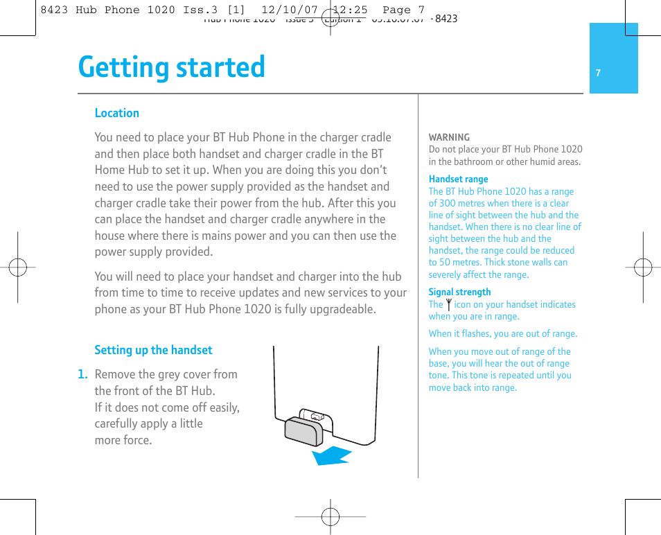 Getting started | BT 1020 User Manual | Page 7 / 76