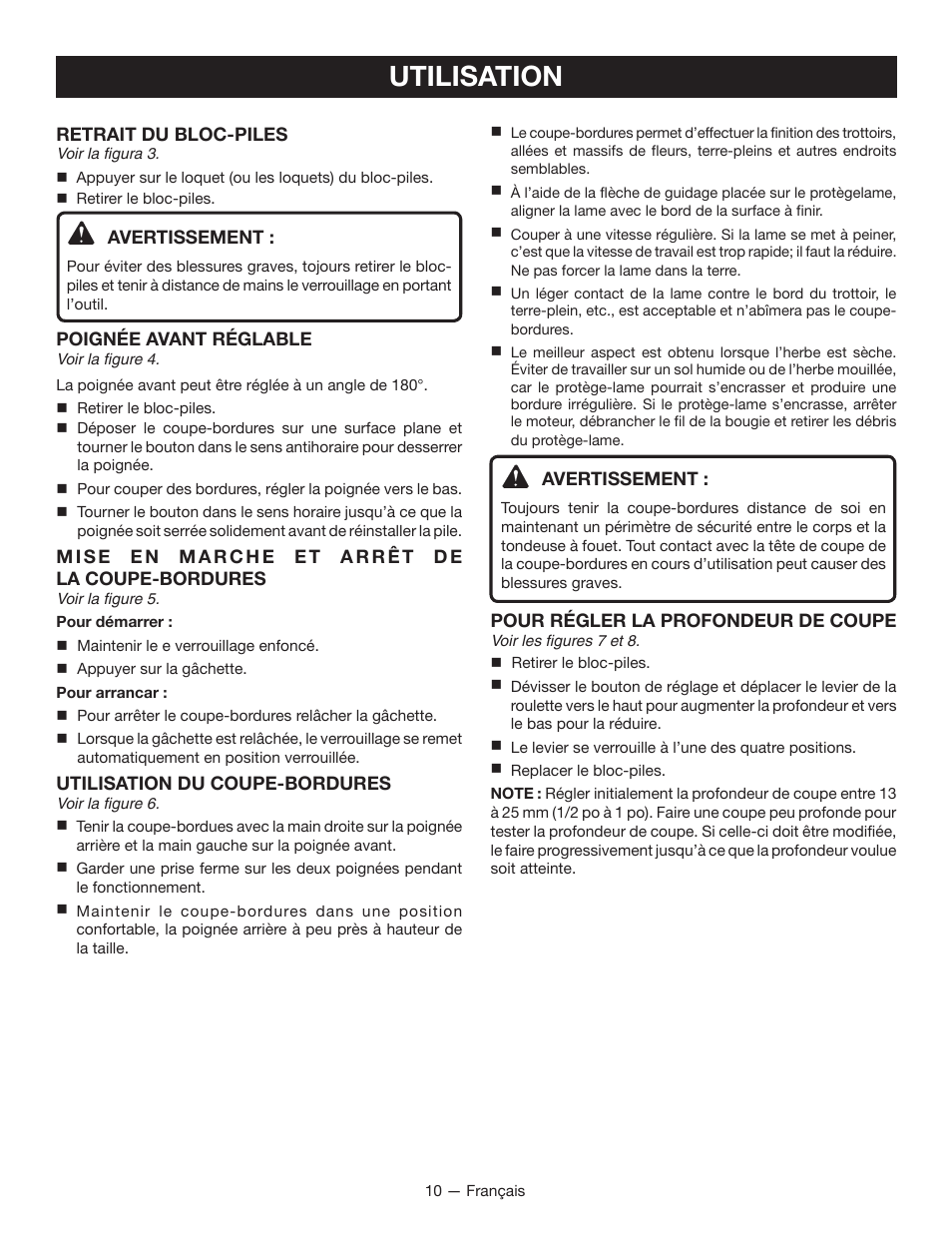 Utilisation | Ryobi RY40030 User Manual | Page 25 / 40