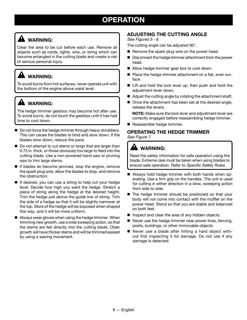 Operation | Ryobi RY15800 User Manual | Page 10 / 34