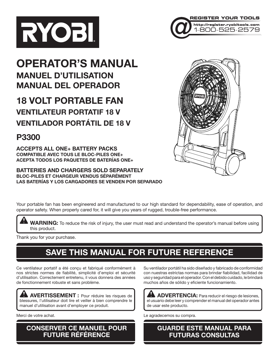 Ryobi P3300 User Manual | 24 pages