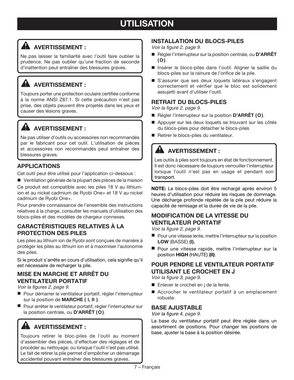 Utilisation | Ryobi P3300 User Manual | Page 14 / 24