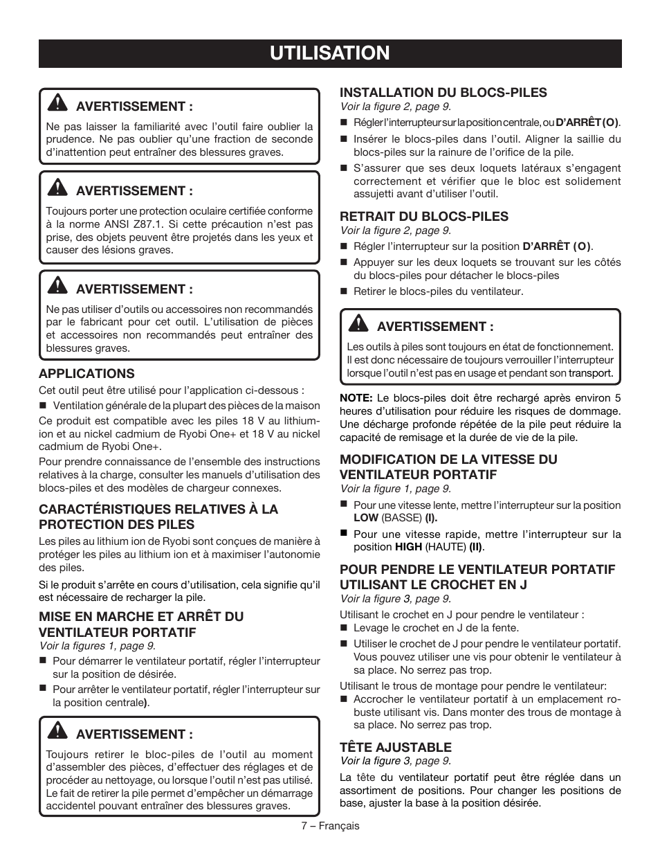 Utilisation | Ryobi P3310 User Manual | Page 14 / 24