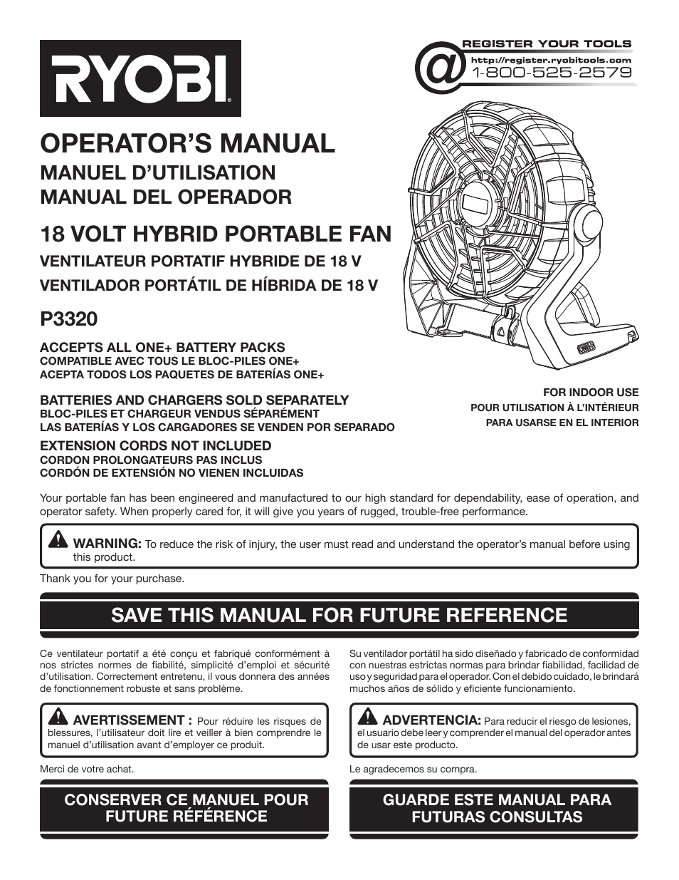 Ryobi P3320 User Manual | 28 pages