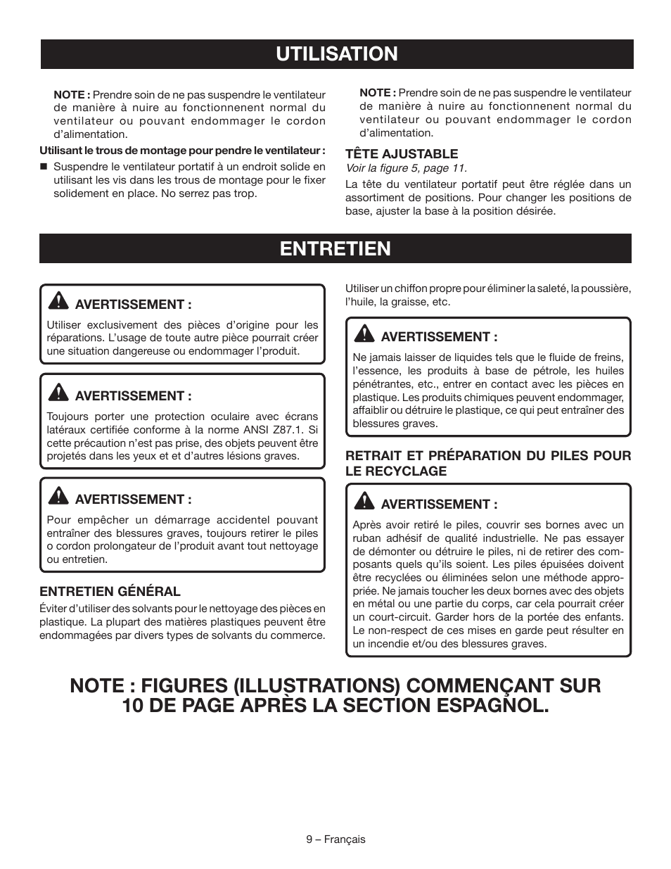 Utilisation entretien | Ryobi P3320 User Manual | Page 17 / 28