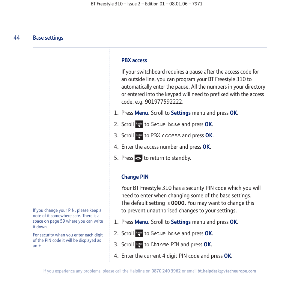 BT Freestyle 310 User Manual | Page 44 / 60