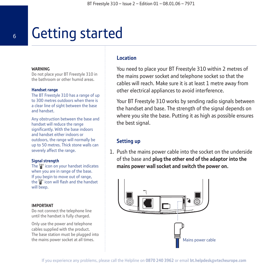 Getting started | BT Freestyle 310 User Manual | Page 6 / 60