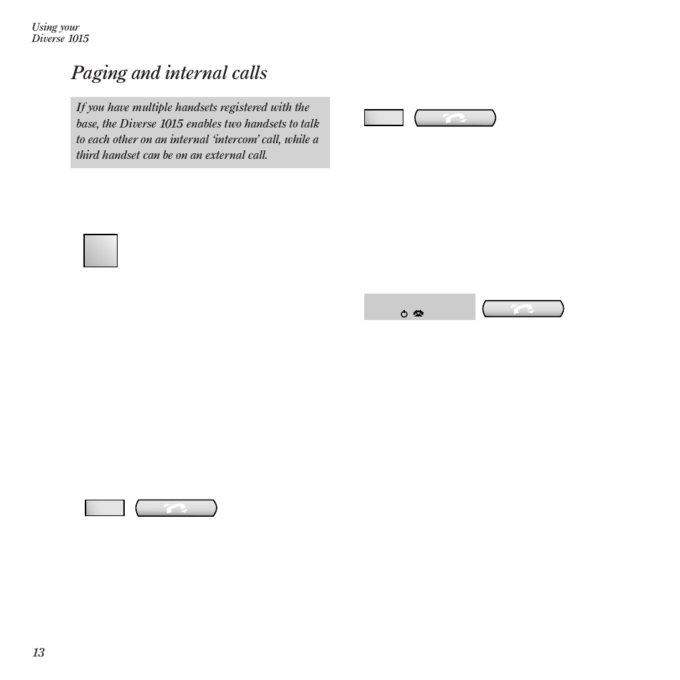 Paging and internal calls | BT Diverse 1015 User Manual | Page 16 / 64