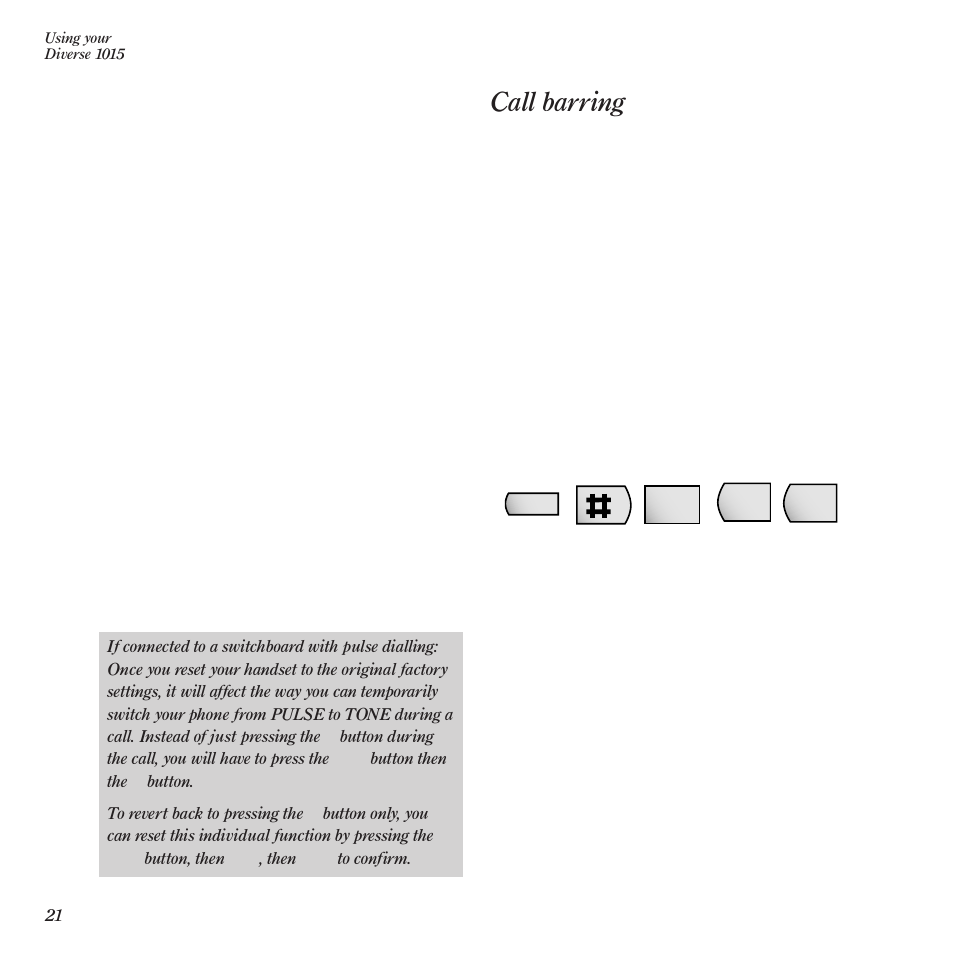 Call barring | BT Diverse 1015 User Manual | Page 24 / 64