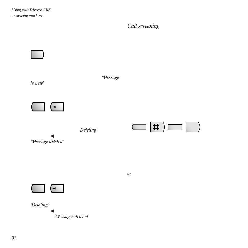 Call screening | BT Diverse 1015 User Manual | Page 34 / 64
