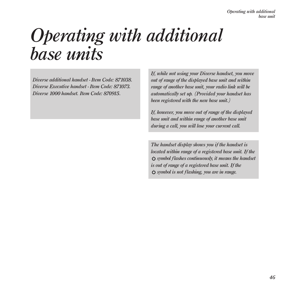 Operating with additional base units | BT Diverse 1015 User Manual | Page 49 / 64