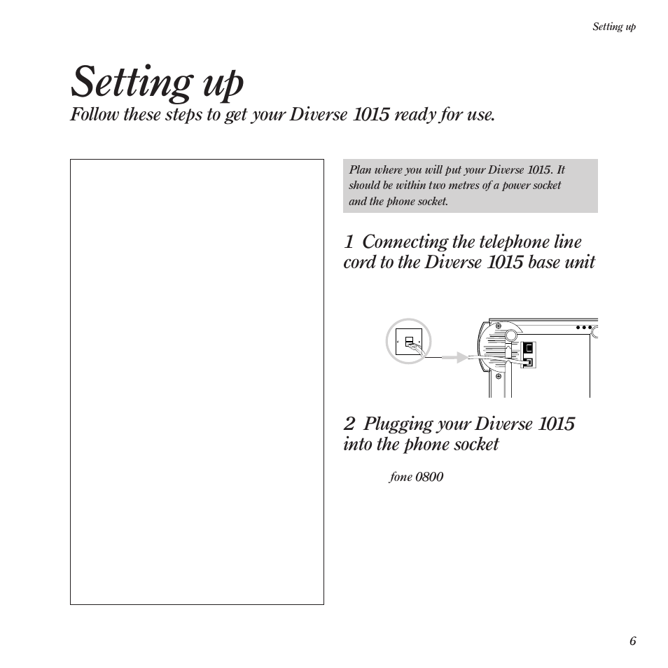 Setting up | BT Diverse 1015 User Manual | Page 9 / 64