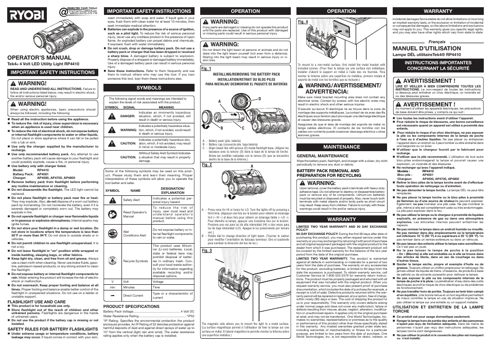 Ryobi RP4410 User Manual | 2 pages