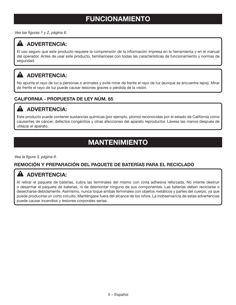 Funcionamiento, Mantenimiento | Ryobi P701 User Manual | Page 13 / 16