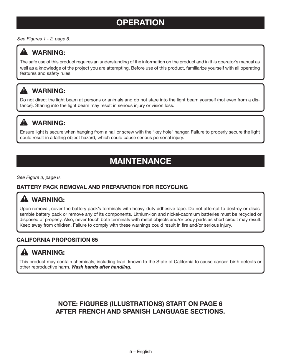 Operation, Maintenance | Ryobi P704 User Manual | Page 5 / 16