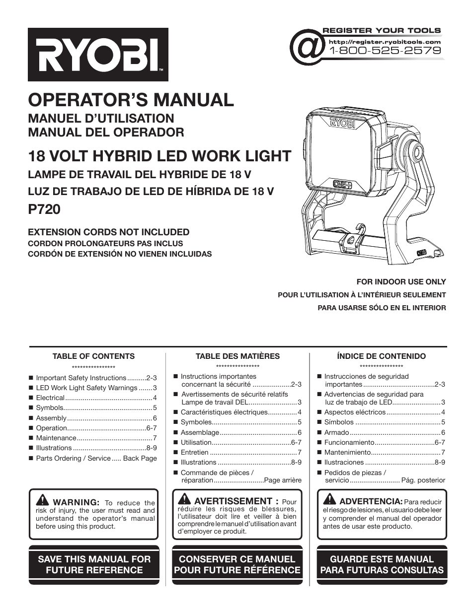 Ryobi P720 User Manual | 24 pages