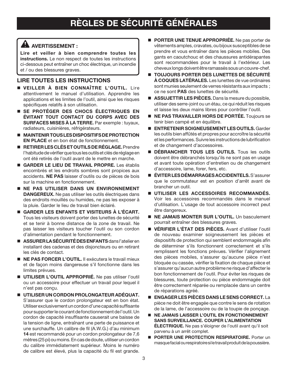 Règles de sécurité générales | Ryobi RLS1351 User Manual | Page 18 / 56