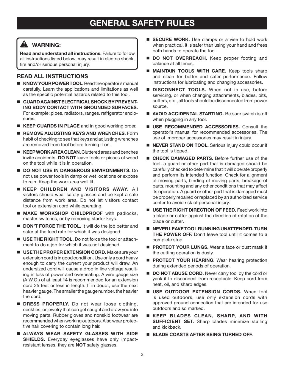General safety rules | Ryobi RLS1351 User Manual | Page 3 / 56