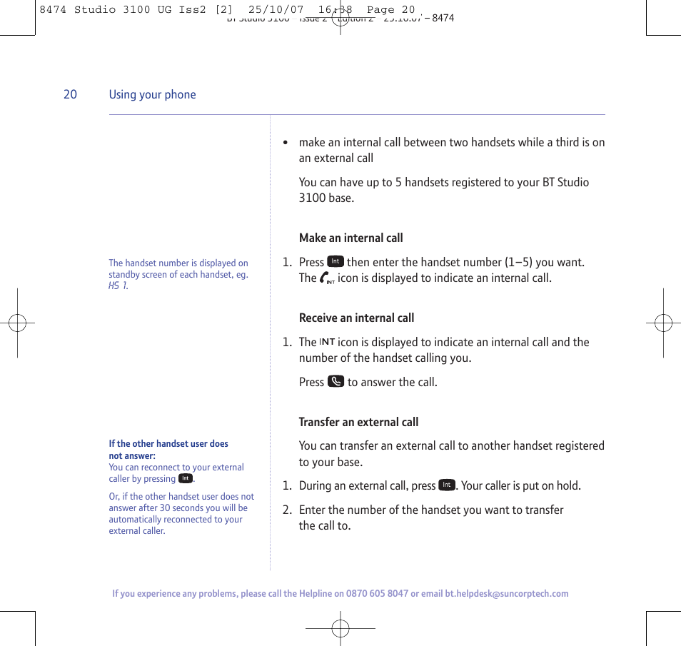 BT Studio 3100 User Manual | Page 20 / 44