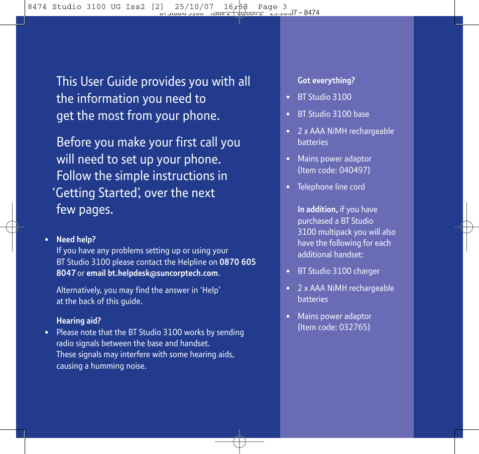 BT Studio 3100 User Manual | Page 3 / 44