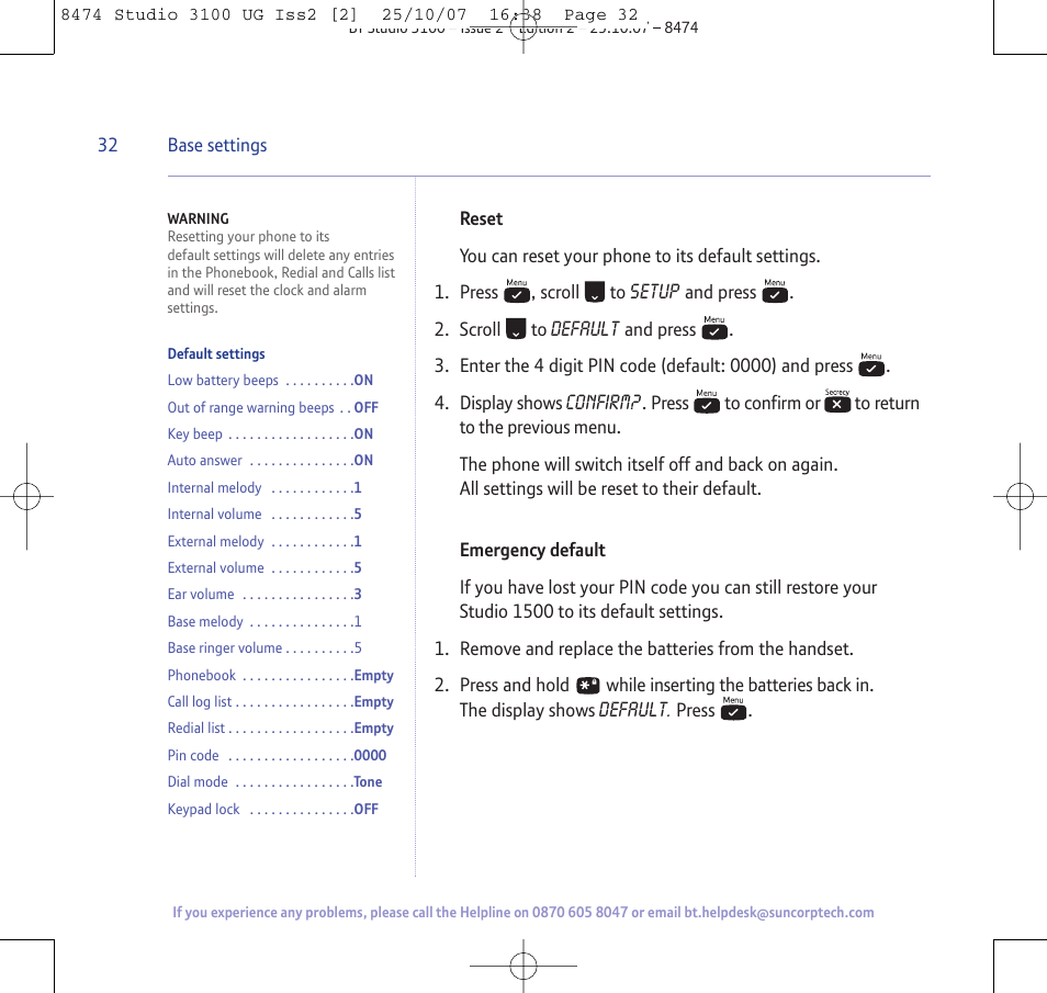 BT Studio 3100 User Manual | Page 32 / 44