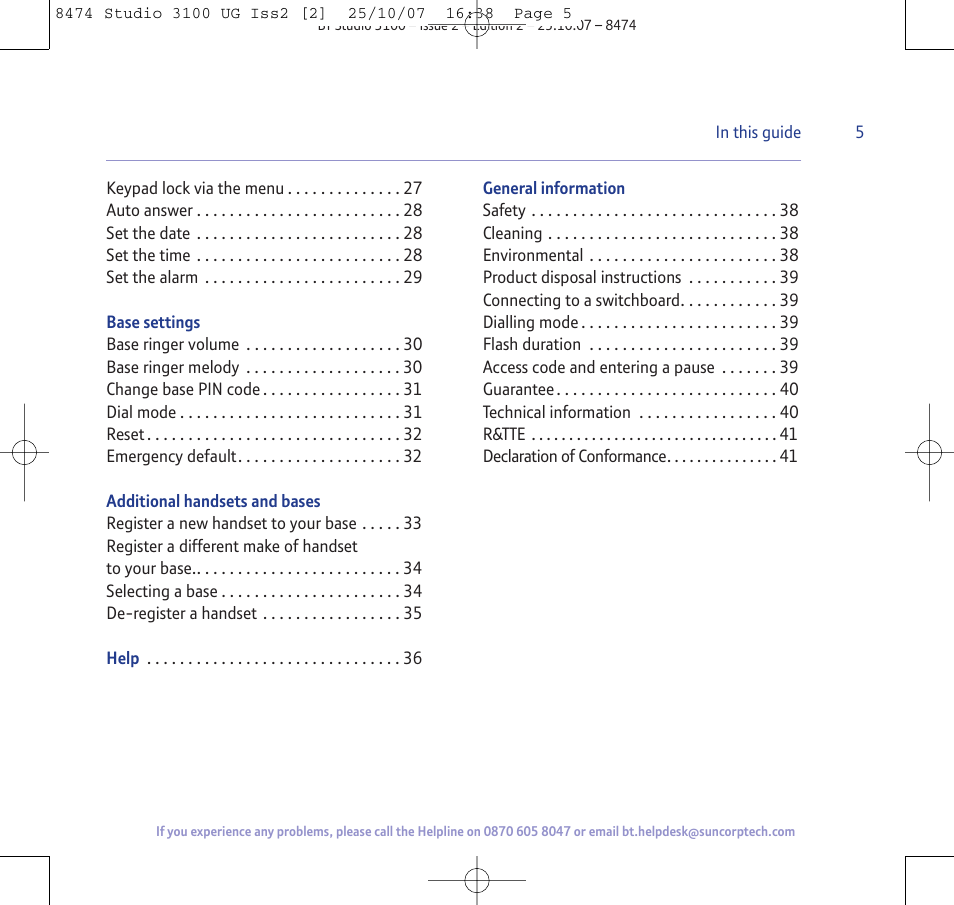 BT Studio 3100 User Manual | Page 5 / 44