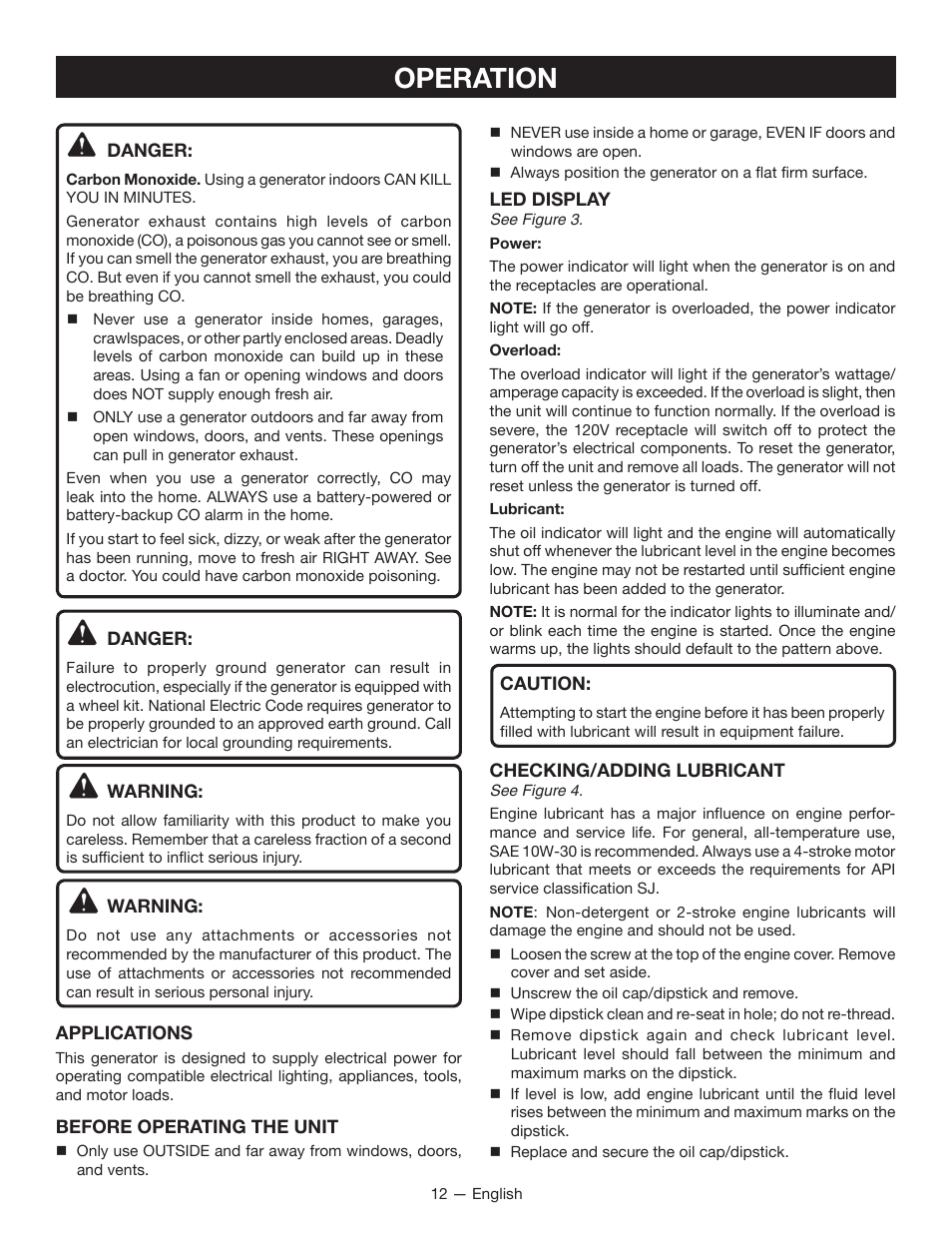 Operation | Ryobi RYI2011T User Manual | Page 16 / 72