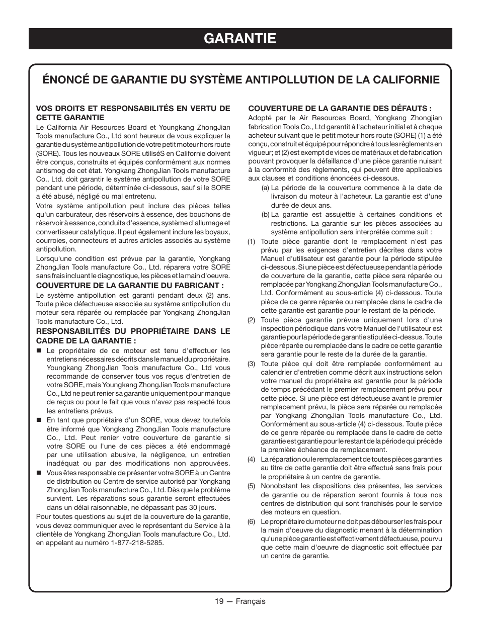 Garantie | Ryobi RYI2011T User Manual | Page 45 / 72