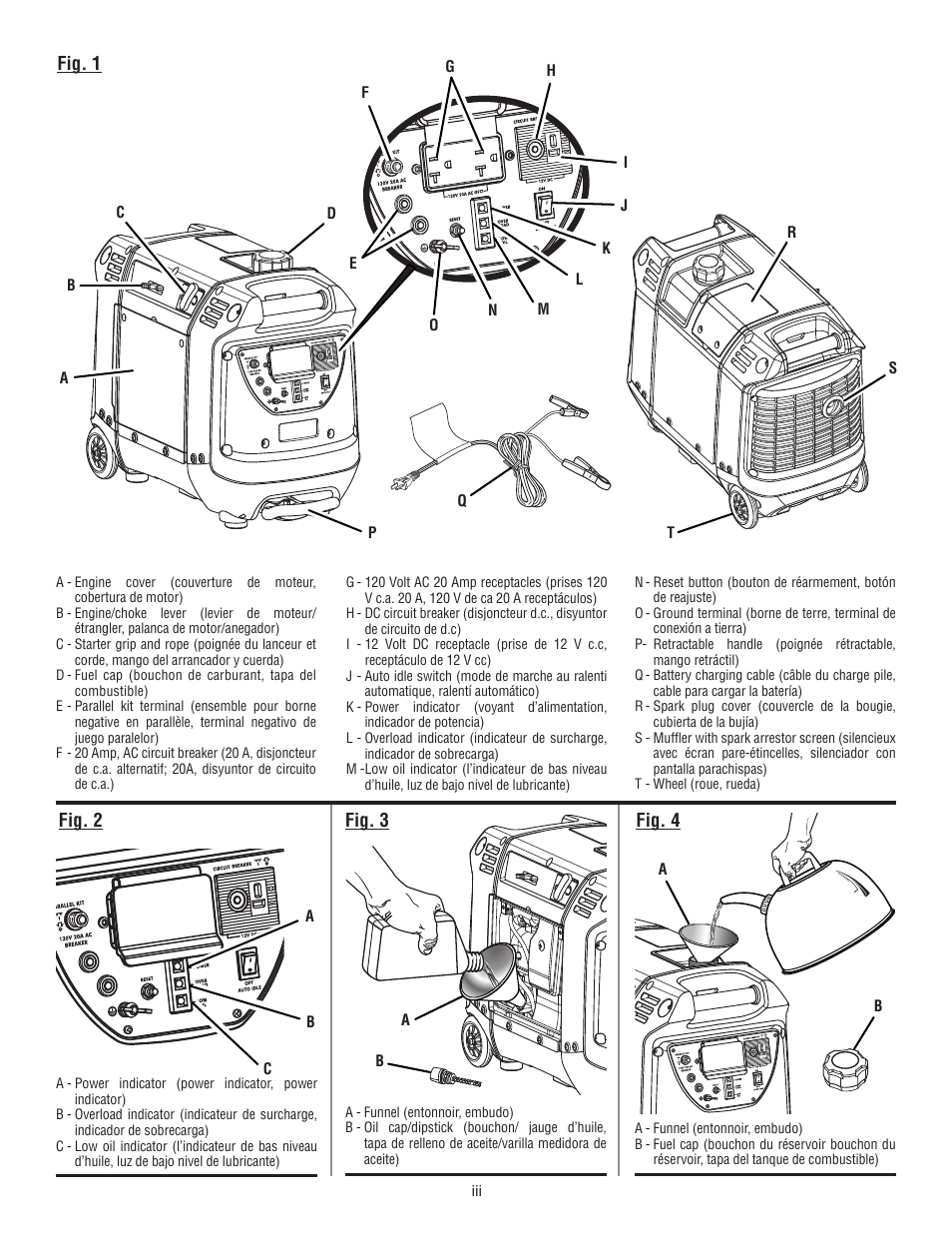 Fig. 1, Fig. 4 fig. 2 fig. 3 | Ryobi RYI2200 User Manual | Page 3 / 64