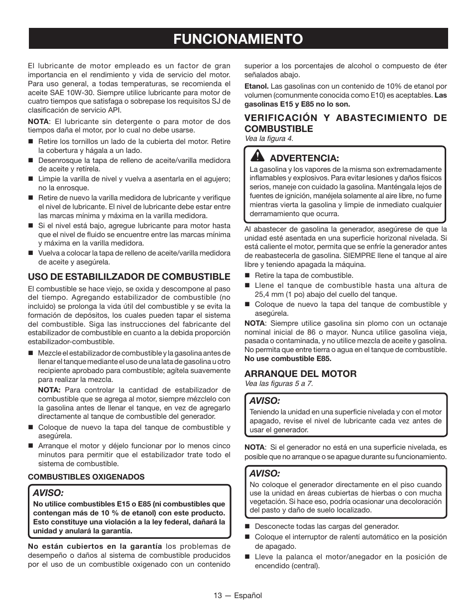 Funcionamiento | Ryobi RYI2200 User Manual | Page 55 / 64