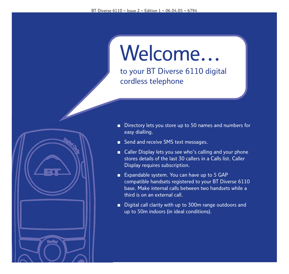 Welcome | BT Diverse 6110 User Manual | Page 2 / 74